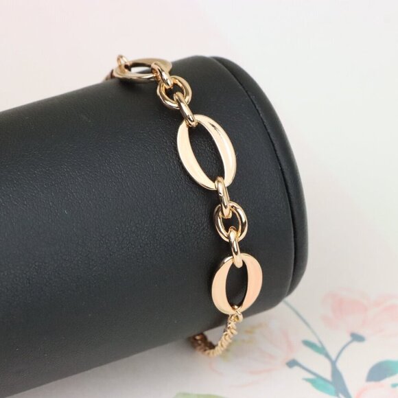 "Oval Link Rose Gold Bracelet in Polished High-Quality Brass, XPBL1142 - Picture 1 of 12